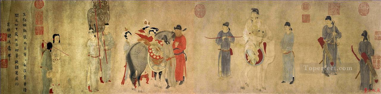yang guifei montando un caballo tinta china antigua Pintura al óleo